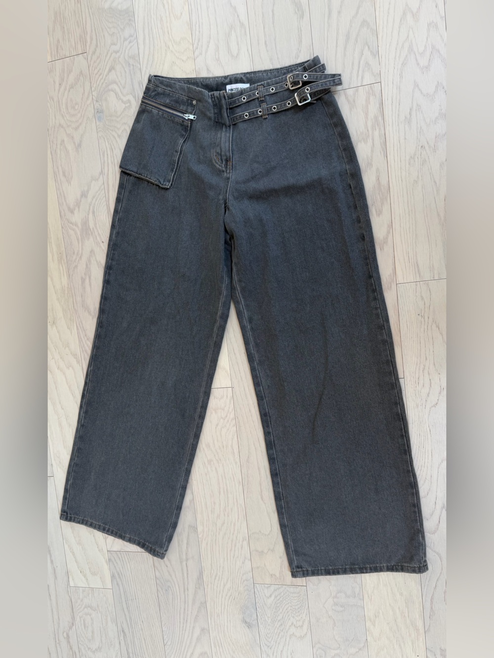 Princess Polly Wide Leg Jeans with Waist Buckle Detail
